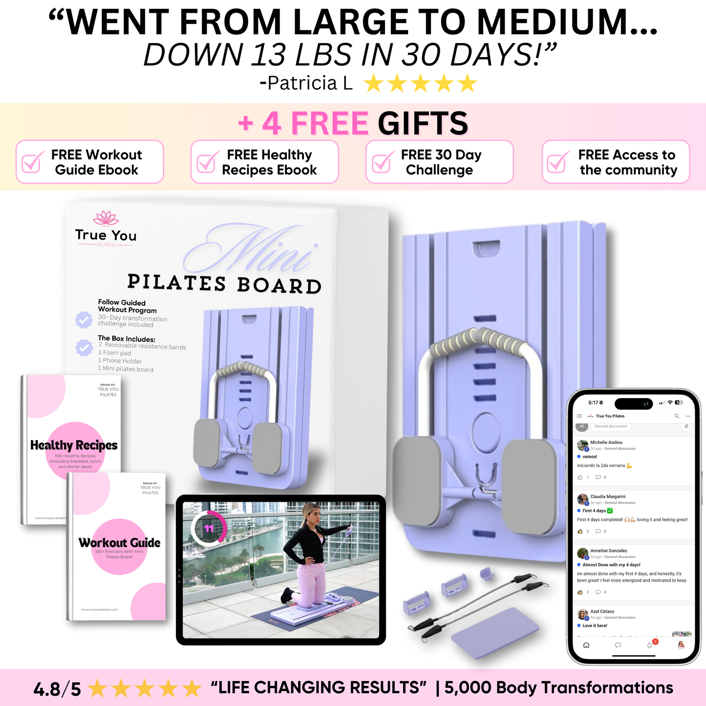 Mini Pilates Board + 30 Day Challenge/Access to the App